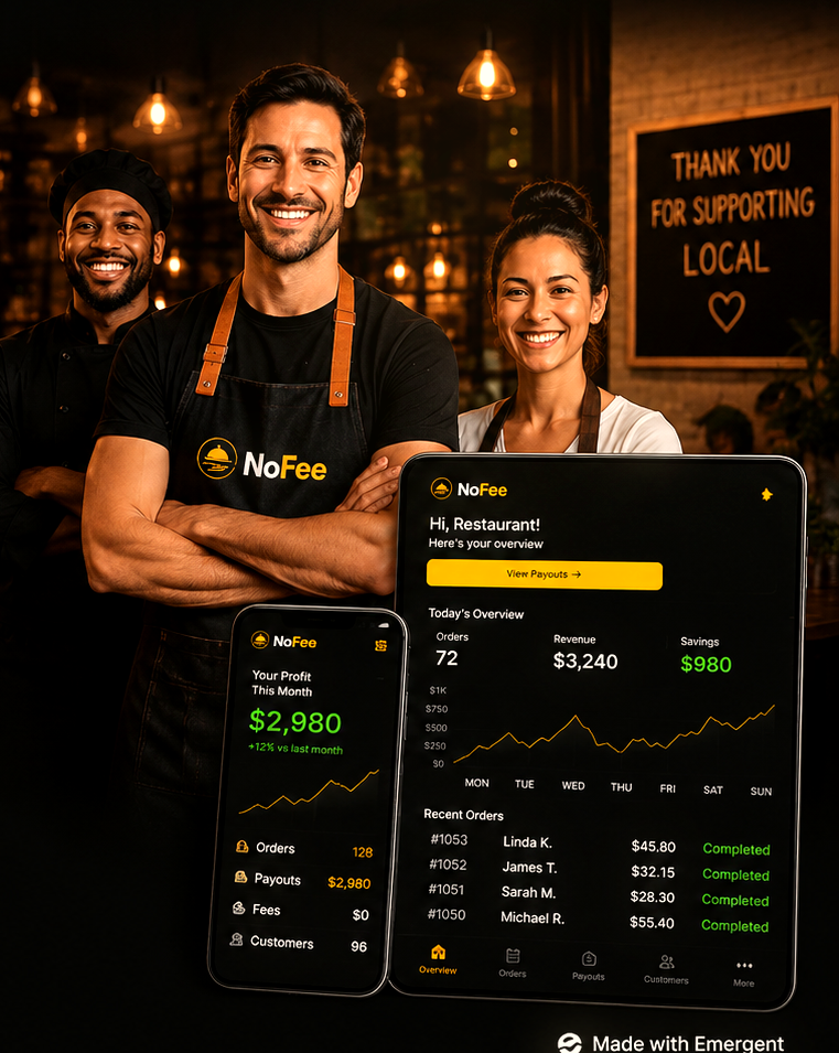 NoFee restaurant team with dashboard